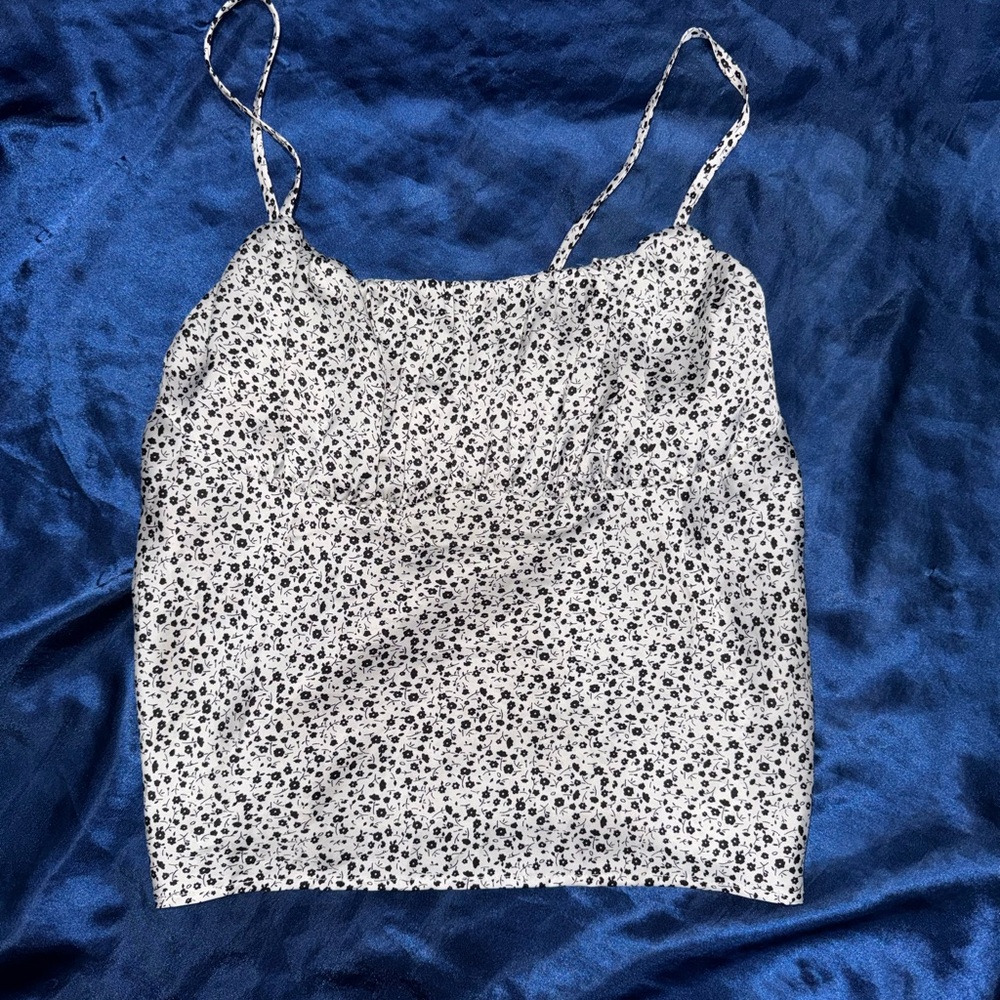 Active USA Black and White Floral Camisole